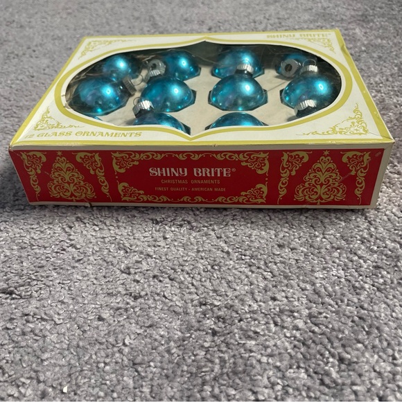Vintage Shiny Brite Blue Green 12 Mercury Glass Christmas Ball Ornament - Picture 2 of 10